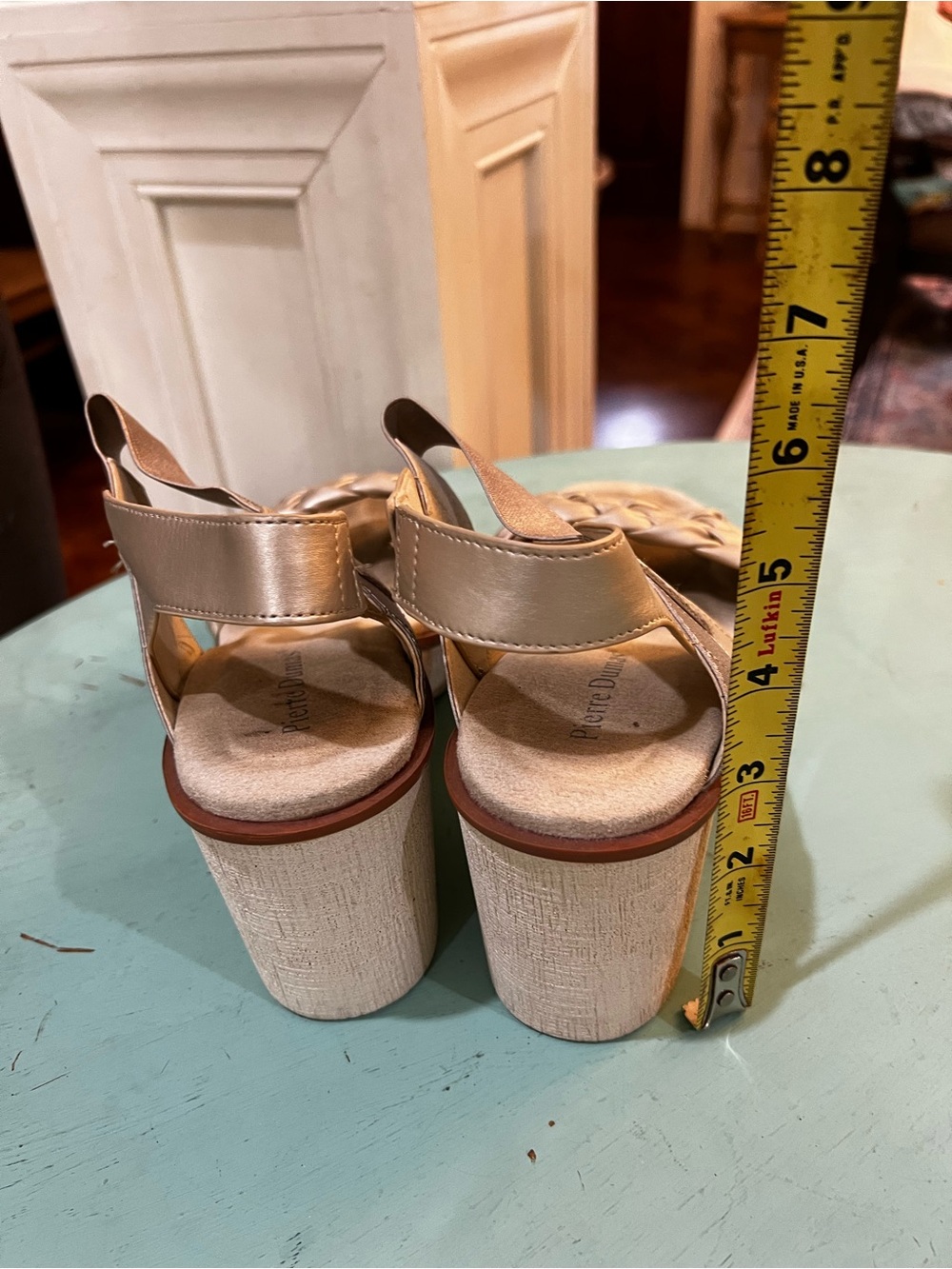 Pierre Dumas Metallic Braided Strap Sandal in Champagne - Picture 2 of 3